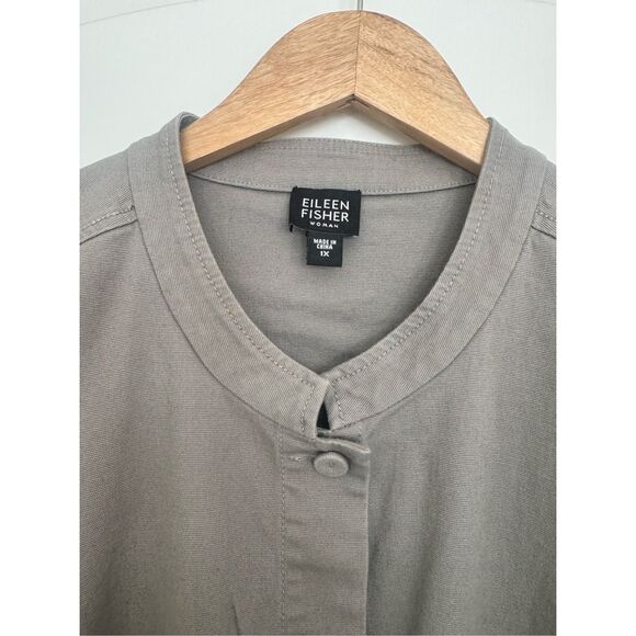 Eileen Fisher Mandarin Collar Long Sleeve Button Front Shirt Jacket Gray 1X - Picture 5 of 10